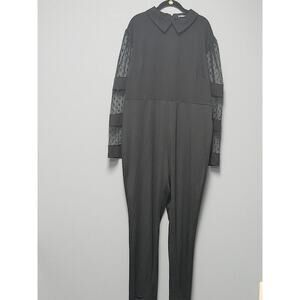 Shein Curve Black Formal Jumpsuit Women's 4X NWOT Lace Bell Long Sleeve